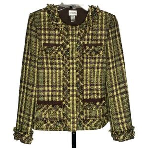 Chico's‎ Women's Metallic Tweed Blazer Size 0 Y2K Retro Preppy Bratz Clueless